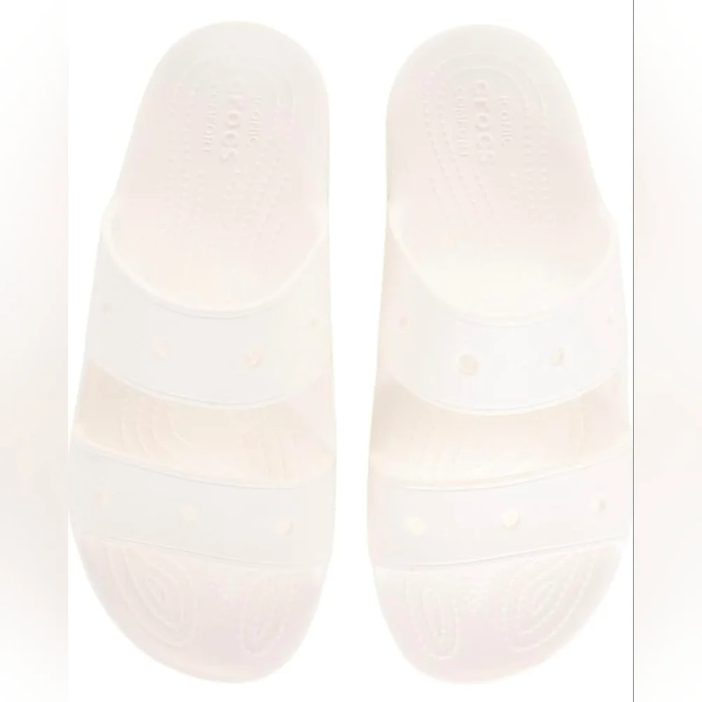 Crocs | Mens Size 12 Classic Two Strap Slide Sandals In True White